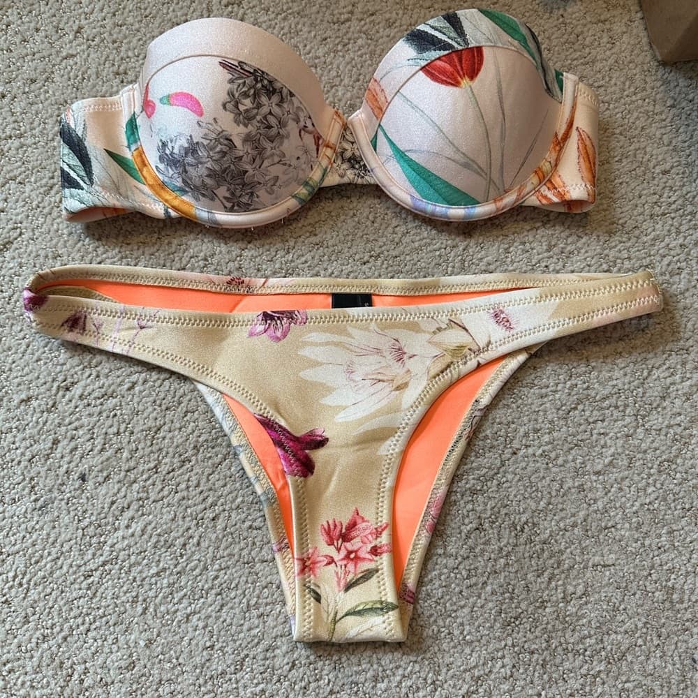 Triangl neoprene pushup bikini floral small