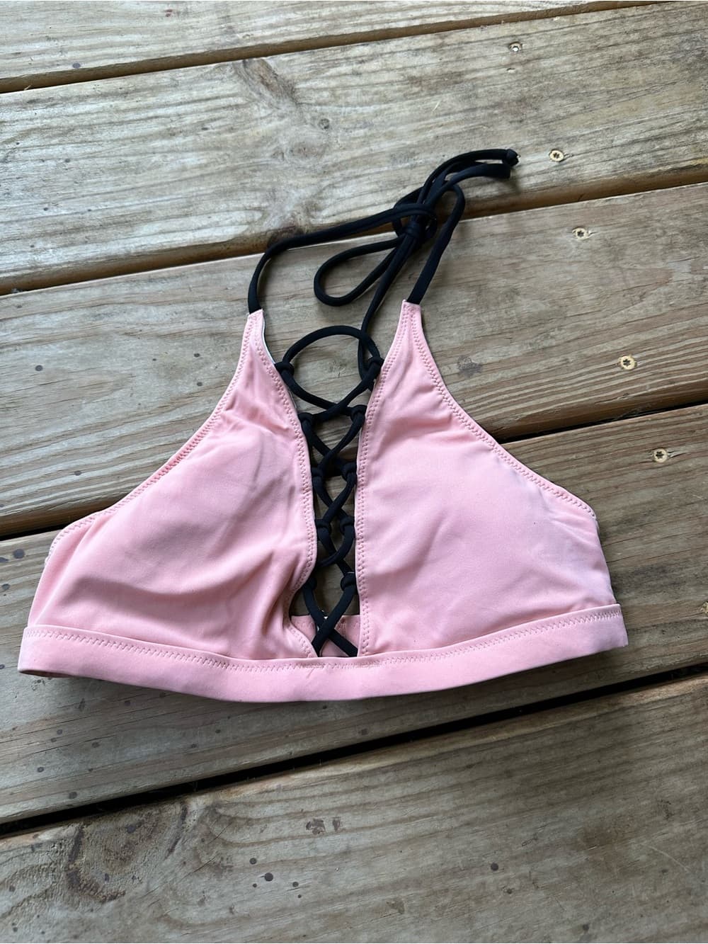 PINK Victoria’s Secret caged front bikini top pink black