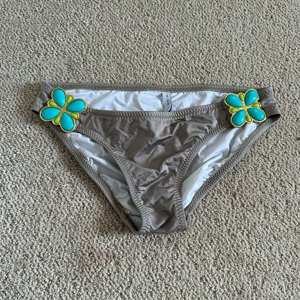 Trina Turk Rex Ray turquoise taupe bikini bottoms