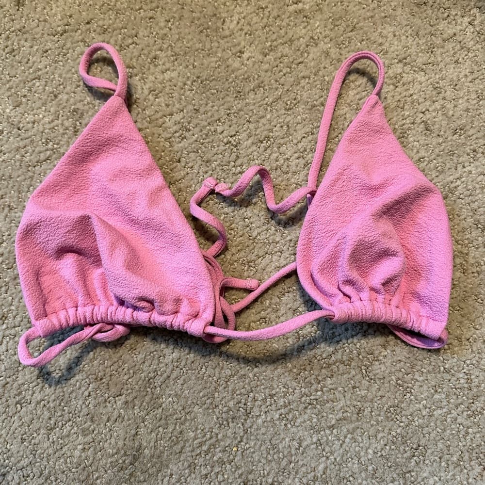 Matteau textured string bikini top pink