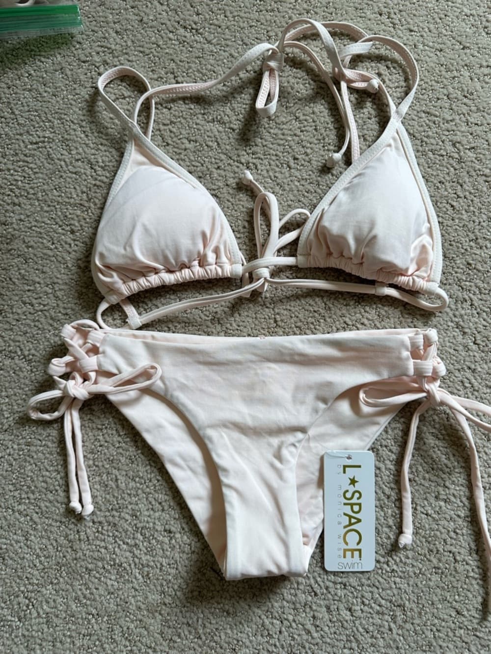 NWT L*Space triangle bikini set light pink