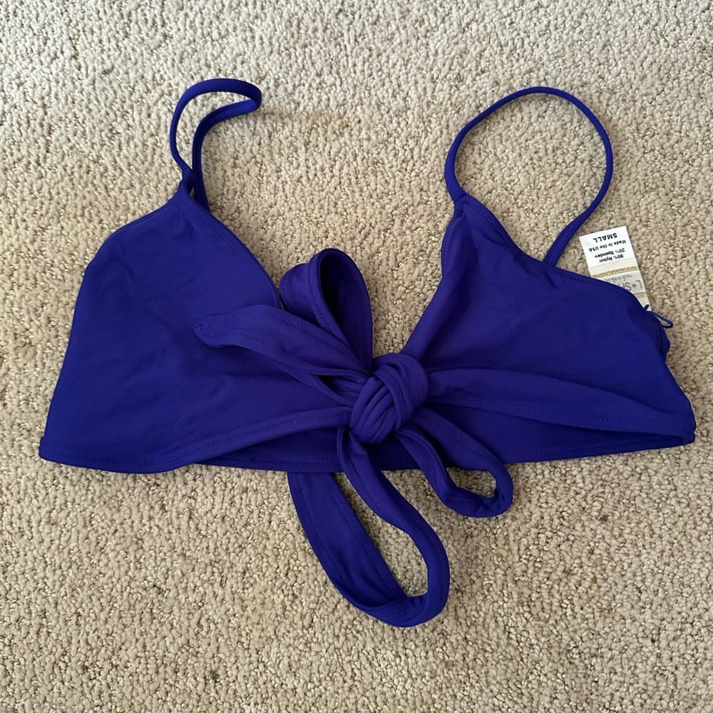 NWOT L*Space Chloe wrap bikini top royal blue small
