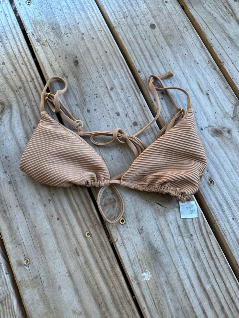 NWOT L*Space Brittany ribbed bikini top camel