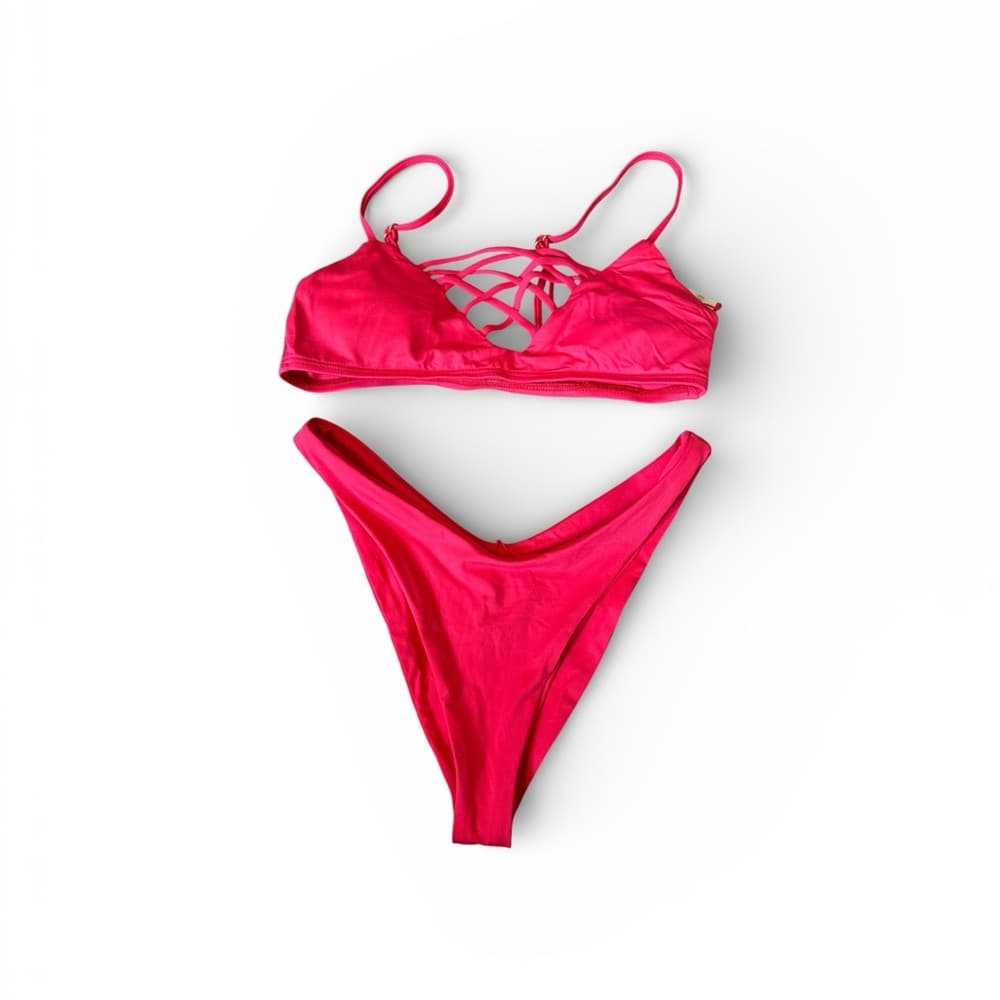 NWOT L*Space Jaime Cabana bikini set bright pink