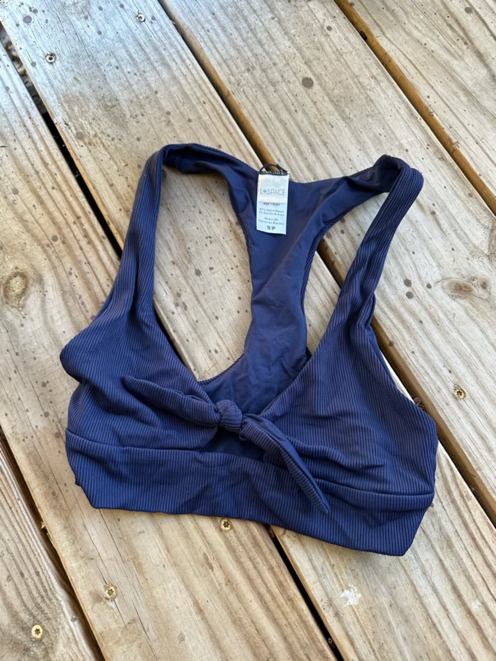 NWOT L*Space Tara ribbed bikini top navy