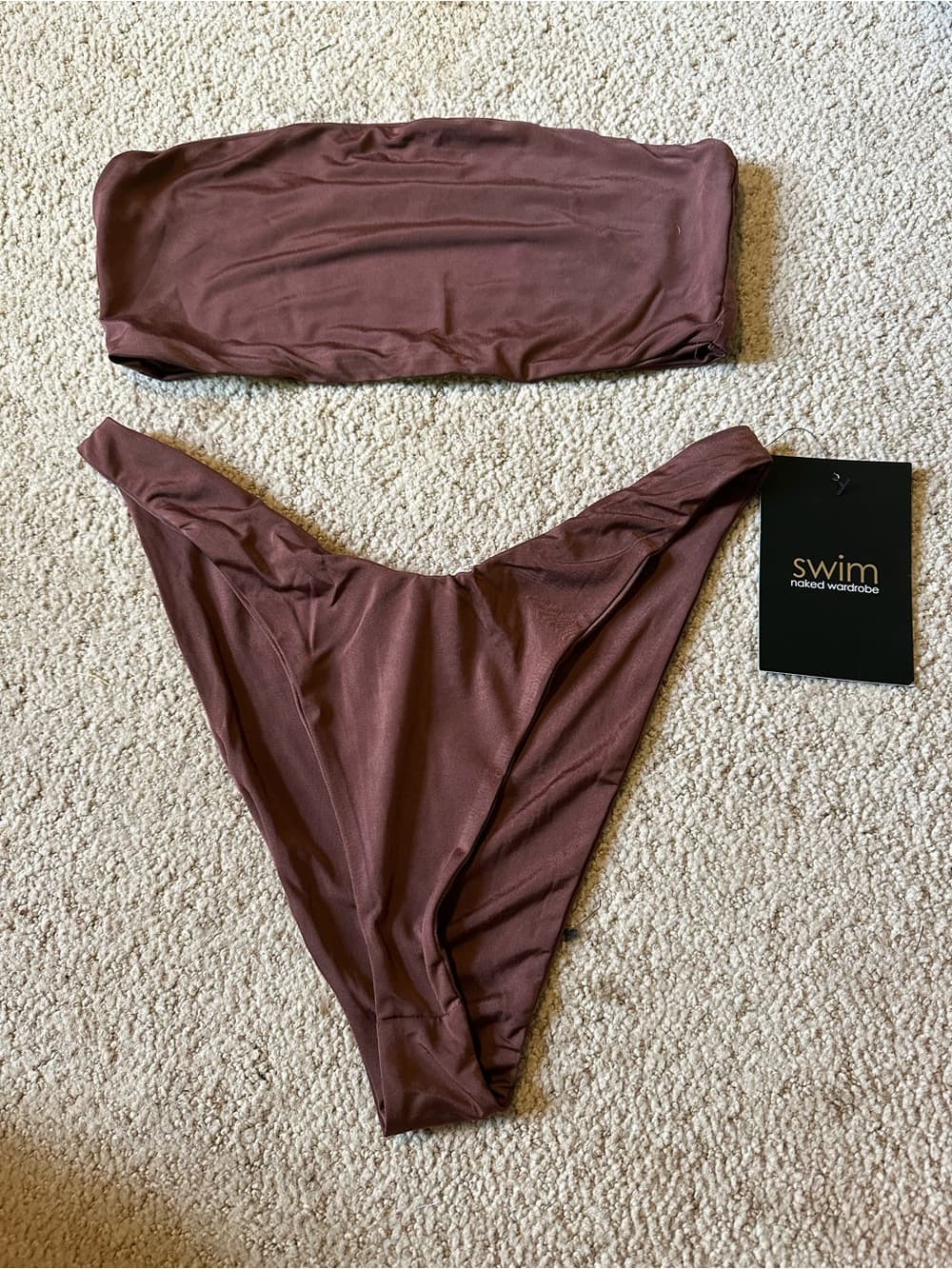 NWT Naked Wardrobe bikini set brown