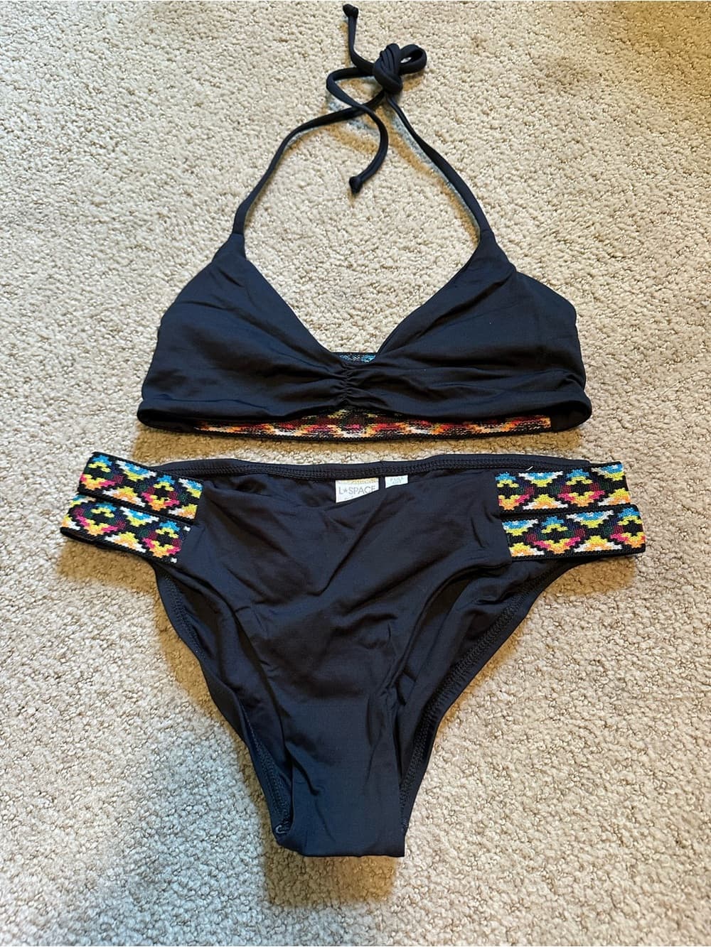 NWOT L*Space Night Tribe bikini set black