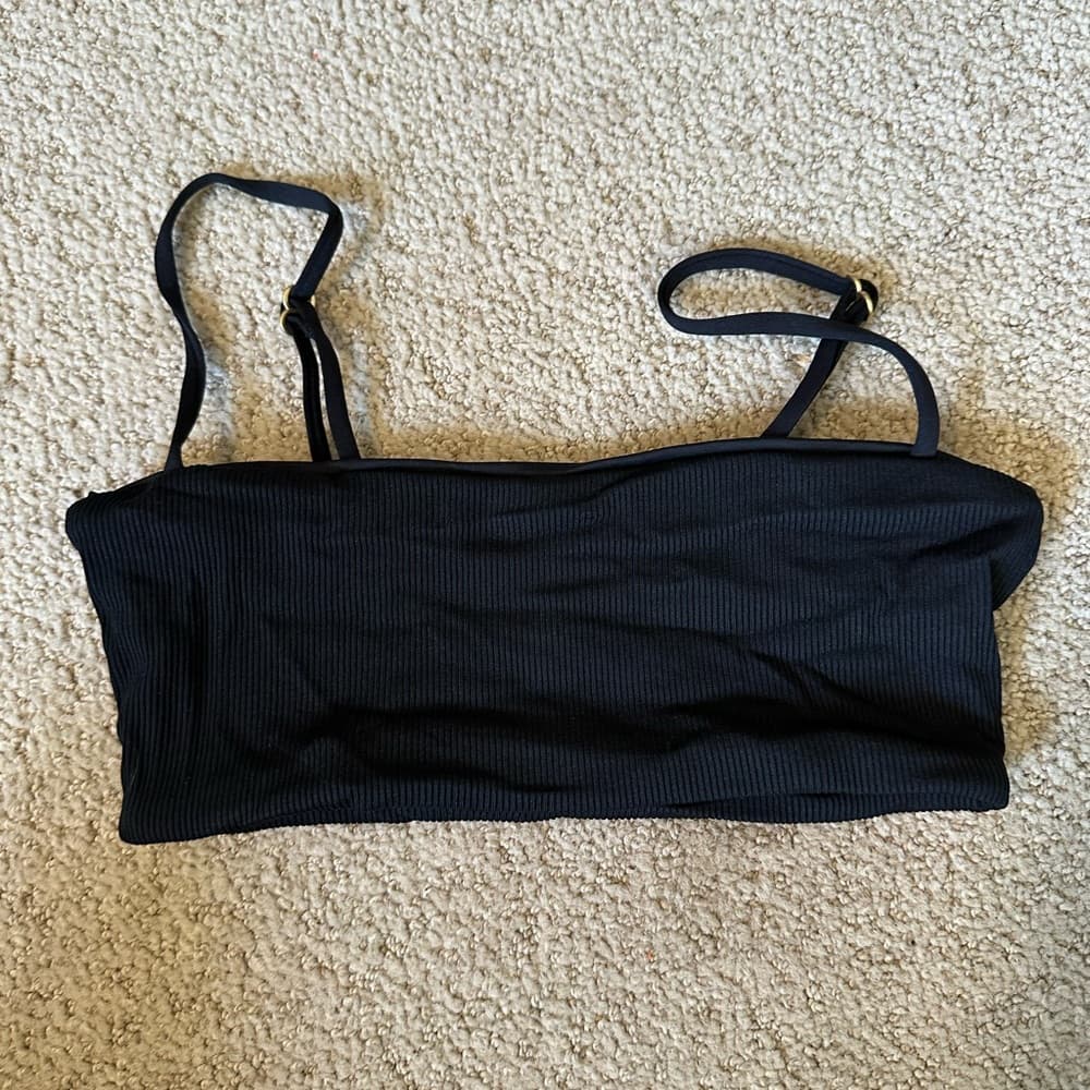NWOT L*Space Rebel ribbed bikini top black