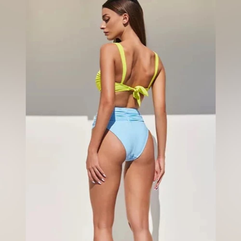 NWT Shani Shemer Mia Rylie bikini yellow blue