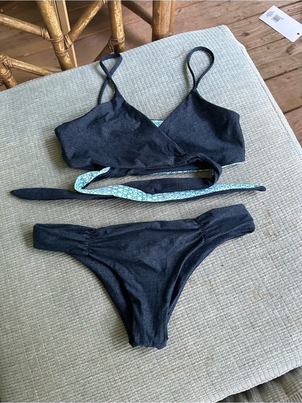 NWOT L*Space Chloe Monique bikini set denim small