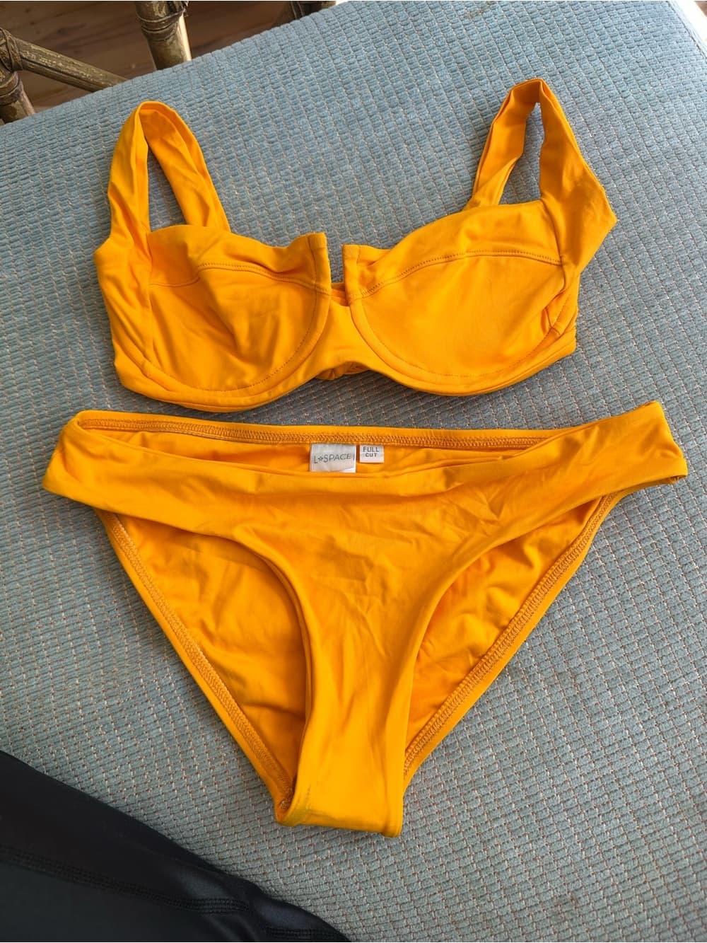 NWT L*Space Camellia bikini set mango orange extra small