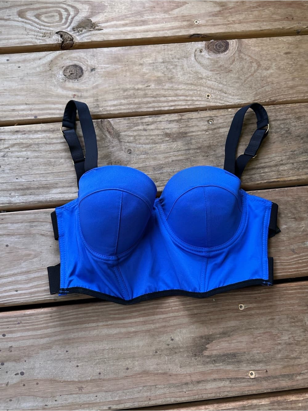Bebe bustier corset bikini top black blue