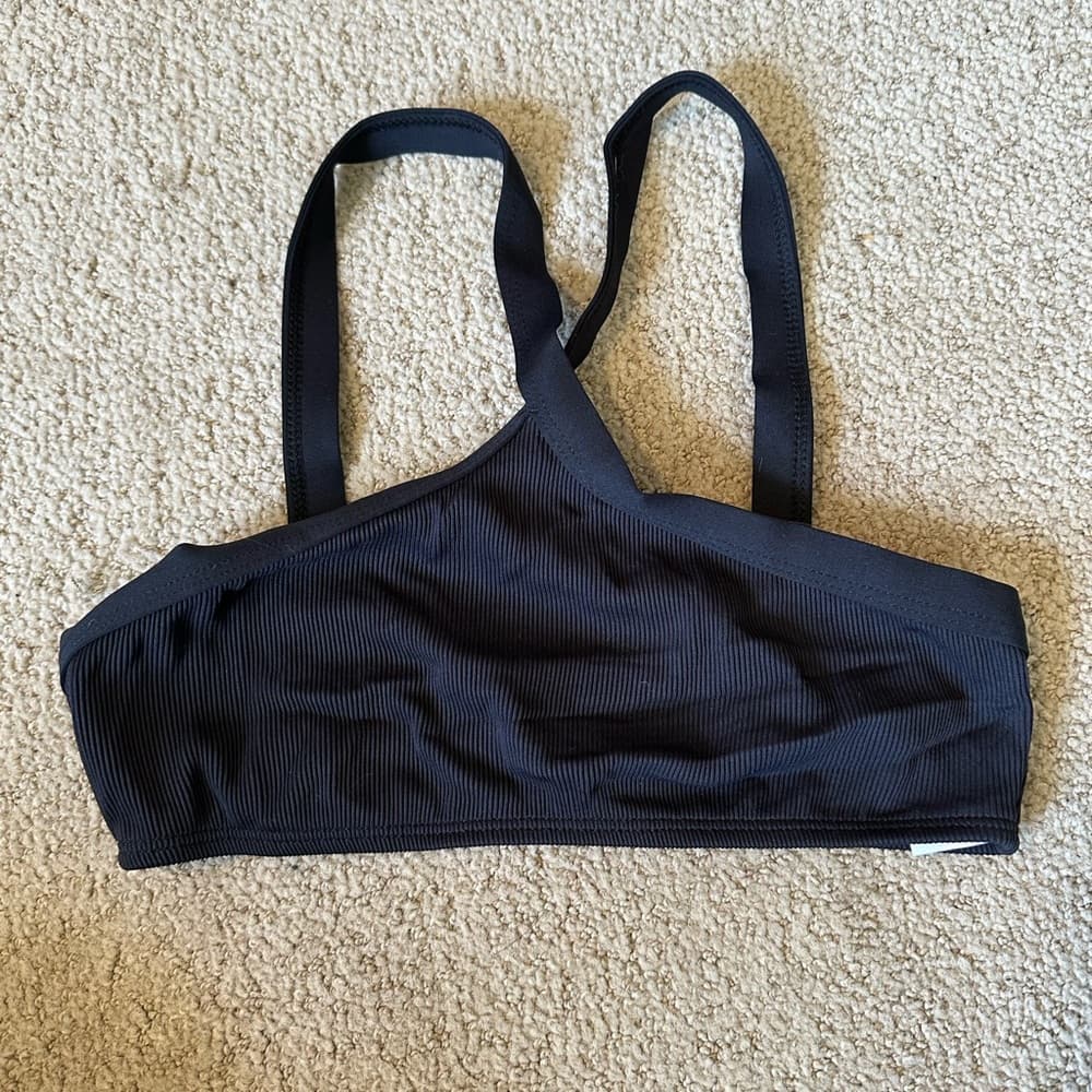 NWOT L*Space high neck ribbed bikini top black