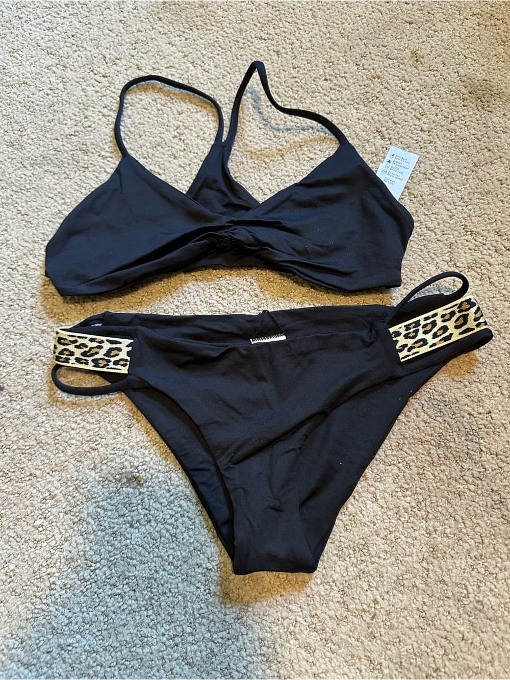 NWOT L*Space bikini set black leopard extra small