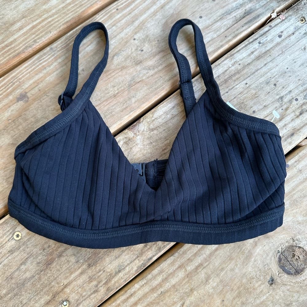NWOT Seafolly Inka Rib D cup bikini top black