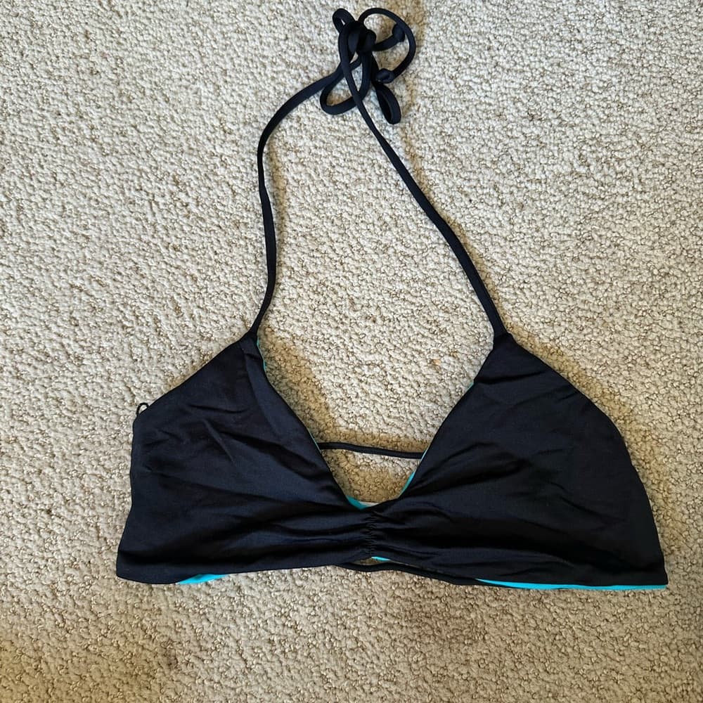 NWOT L*Space strappy back bikini top black blue