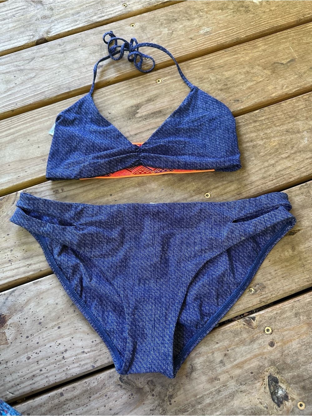 NWOT L*Space double trouble faux denim bikini set large