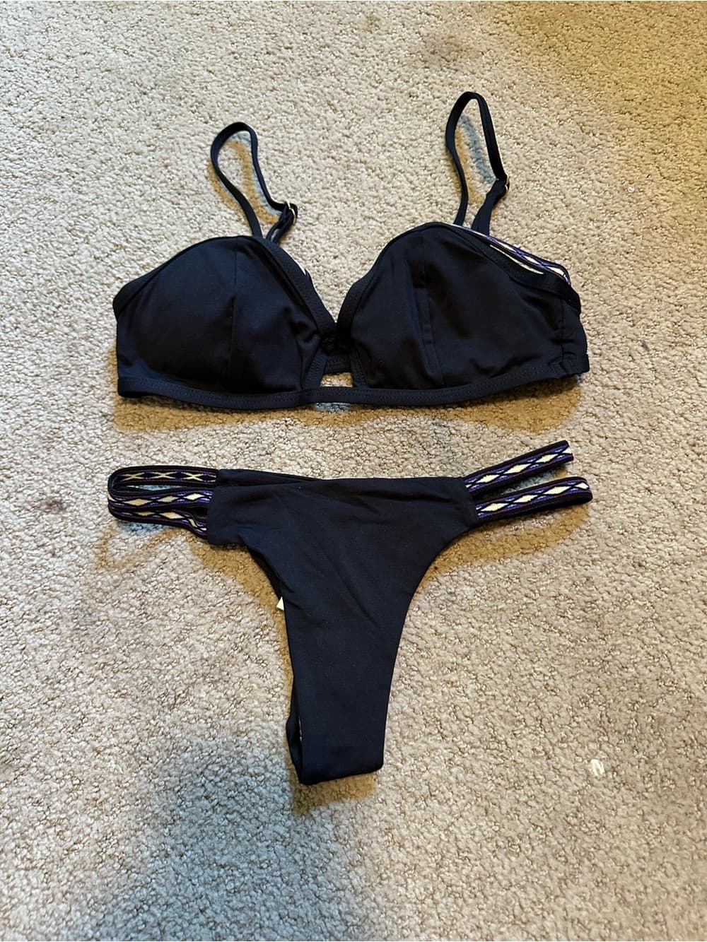 NWOT L*Space southwestern Itsy bikini set black