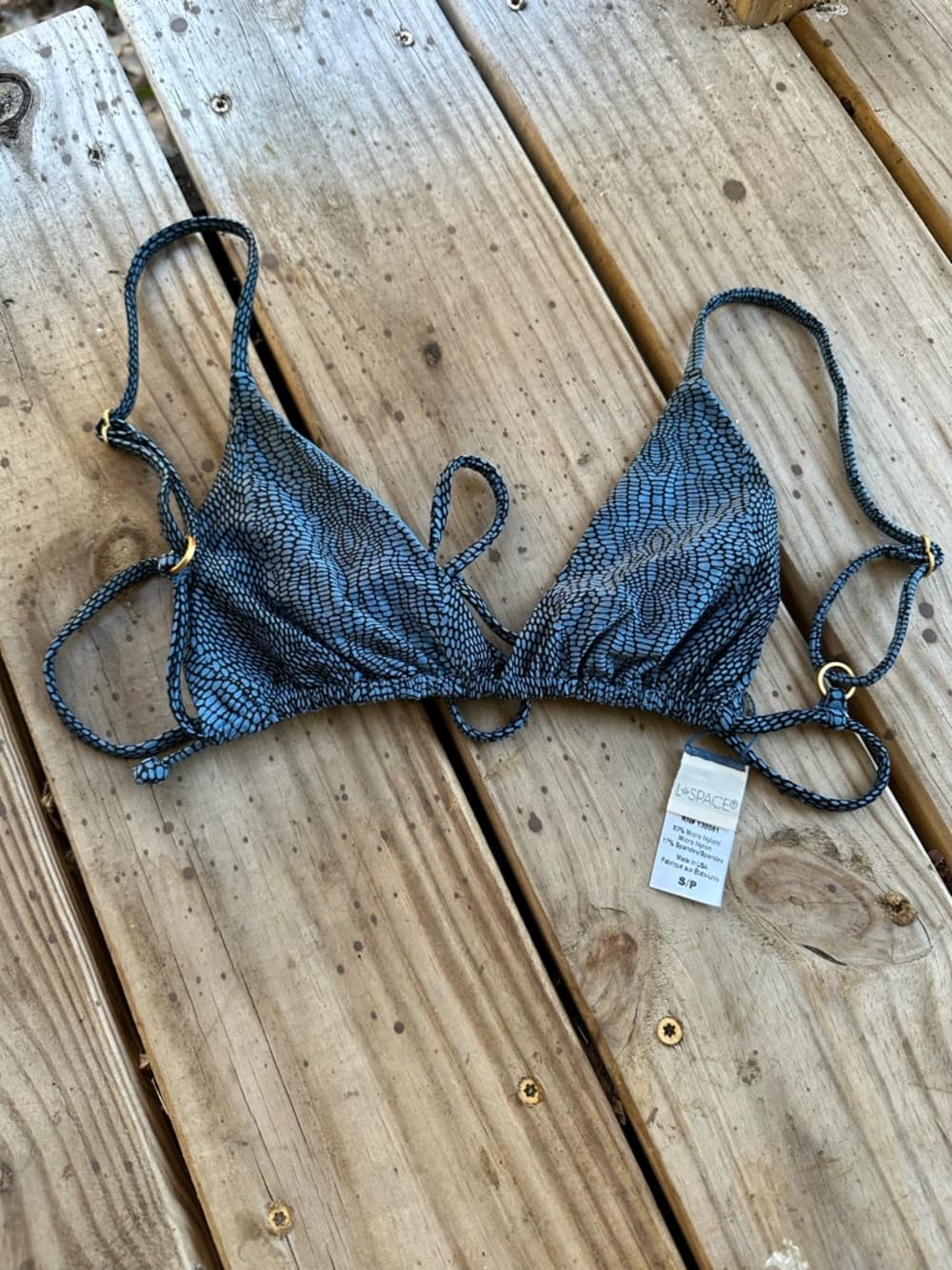 NWOT L*Space Ellie bikini top croc print
