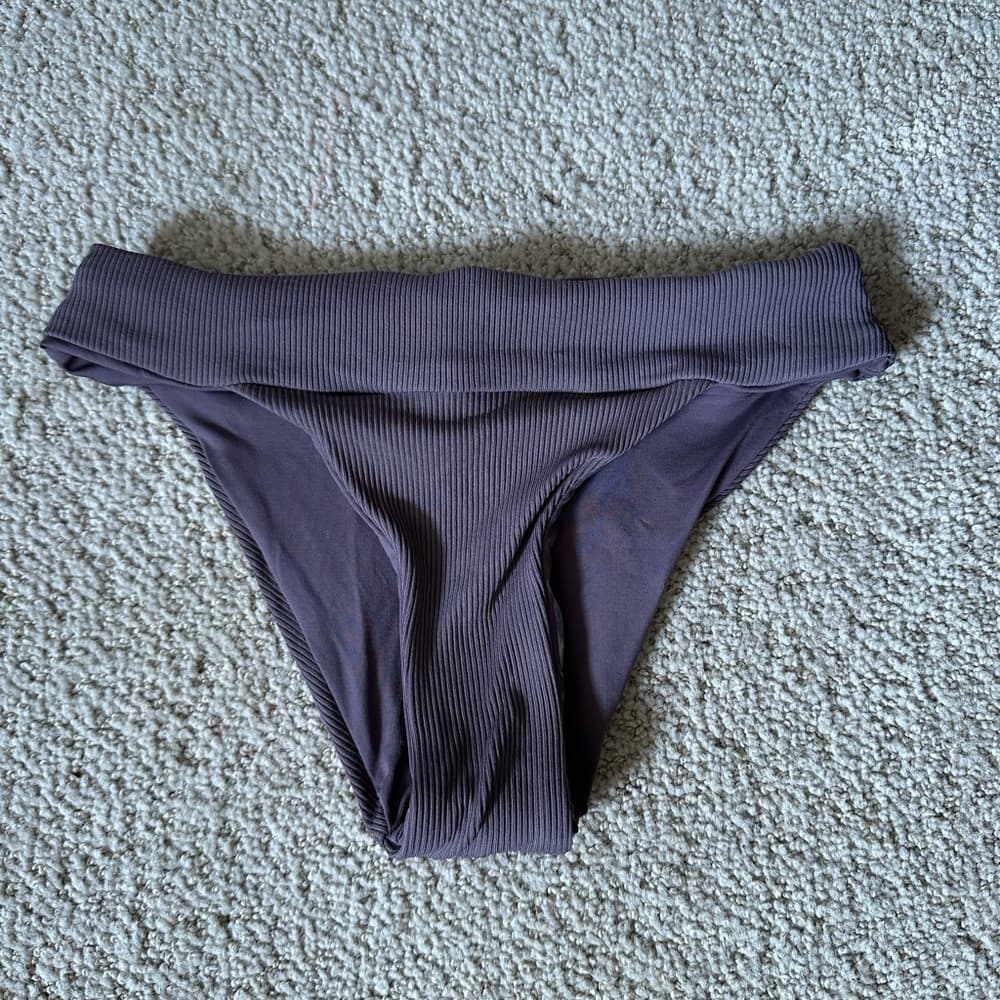NWOT L*Space Veronica ribbed bikini bottoms grey purple