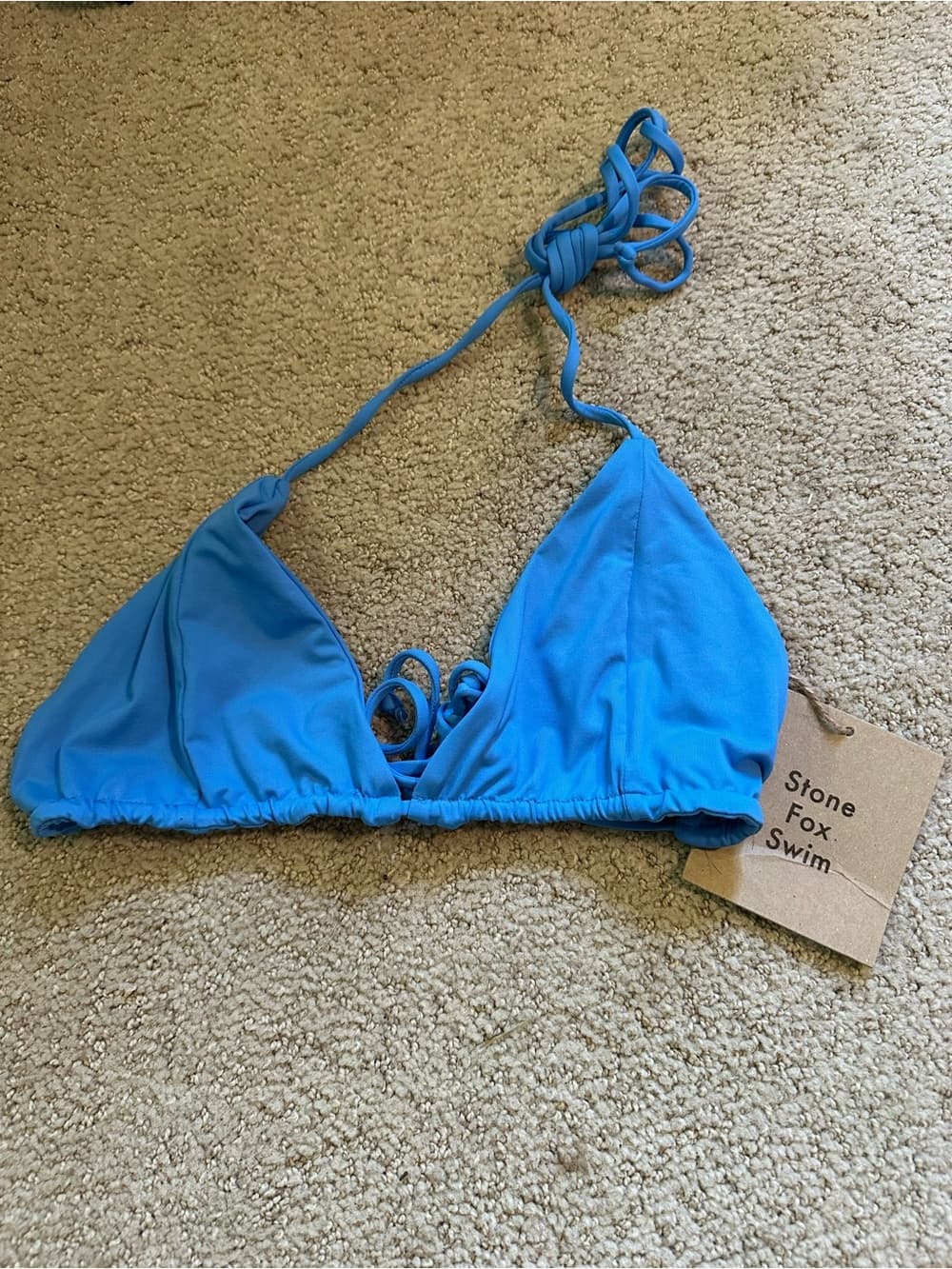NWT Stone Fox triangle bikini top blue