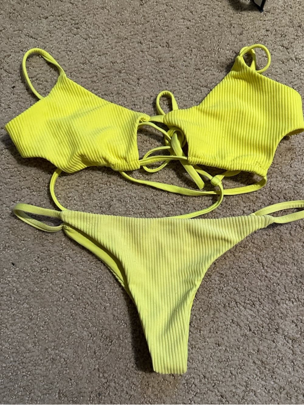 Frankie’s Bikinis Willa ribbed bikini set neon yellow