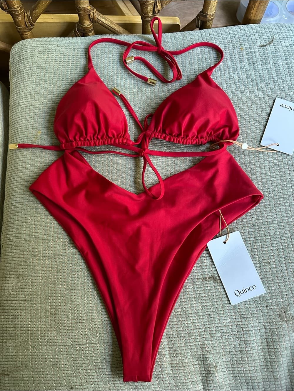 NWT Quince bikini set cherry red