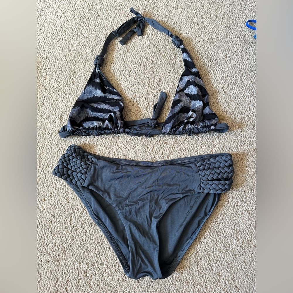 Vitamin A grey zebra bikini set large