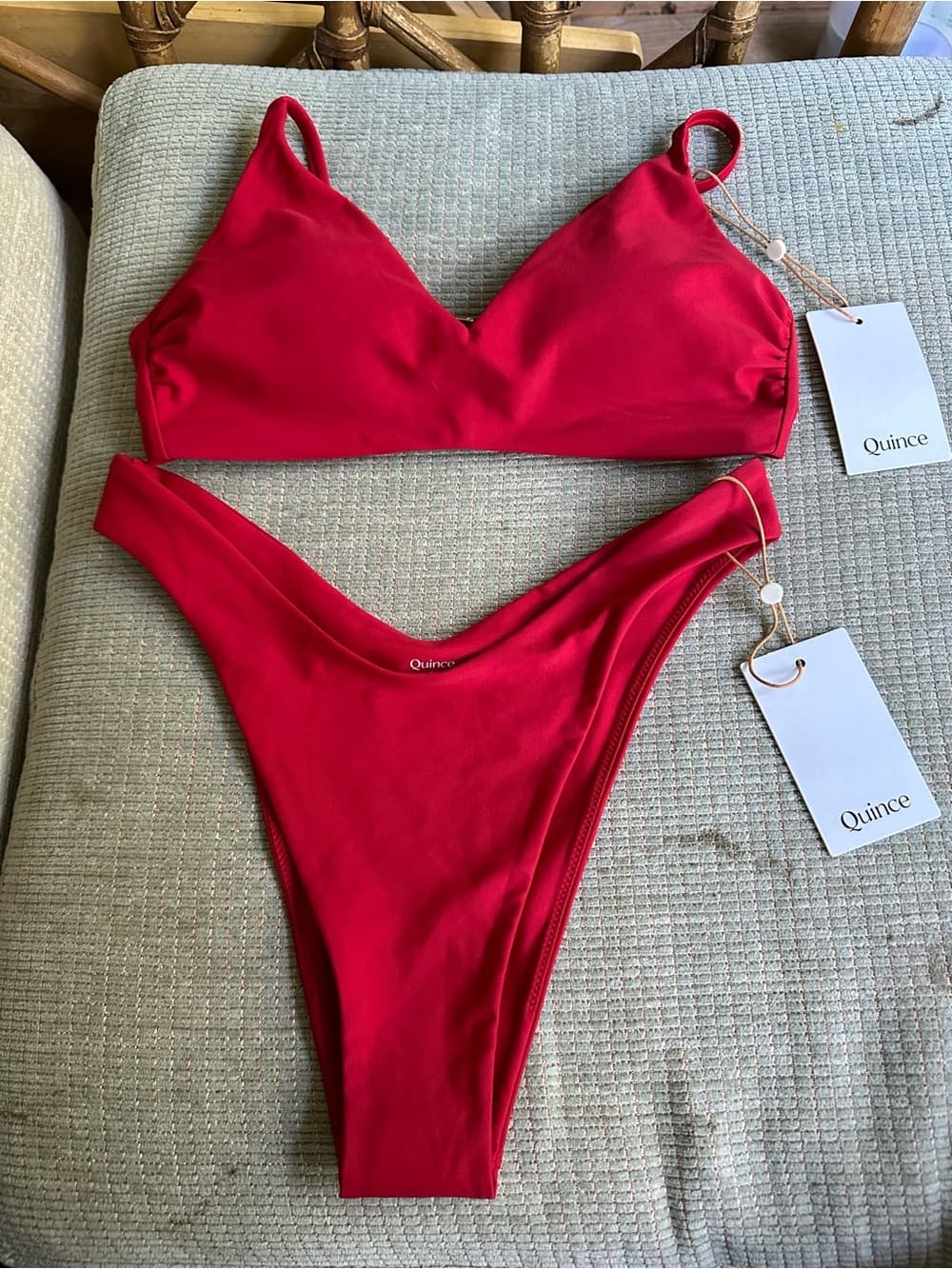 NWT Quince bikini set cherry red