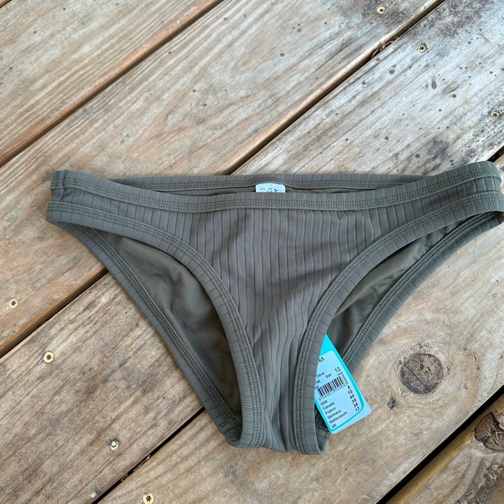 NWT Seafolly Inka ribbed bikini bottoms dark olive