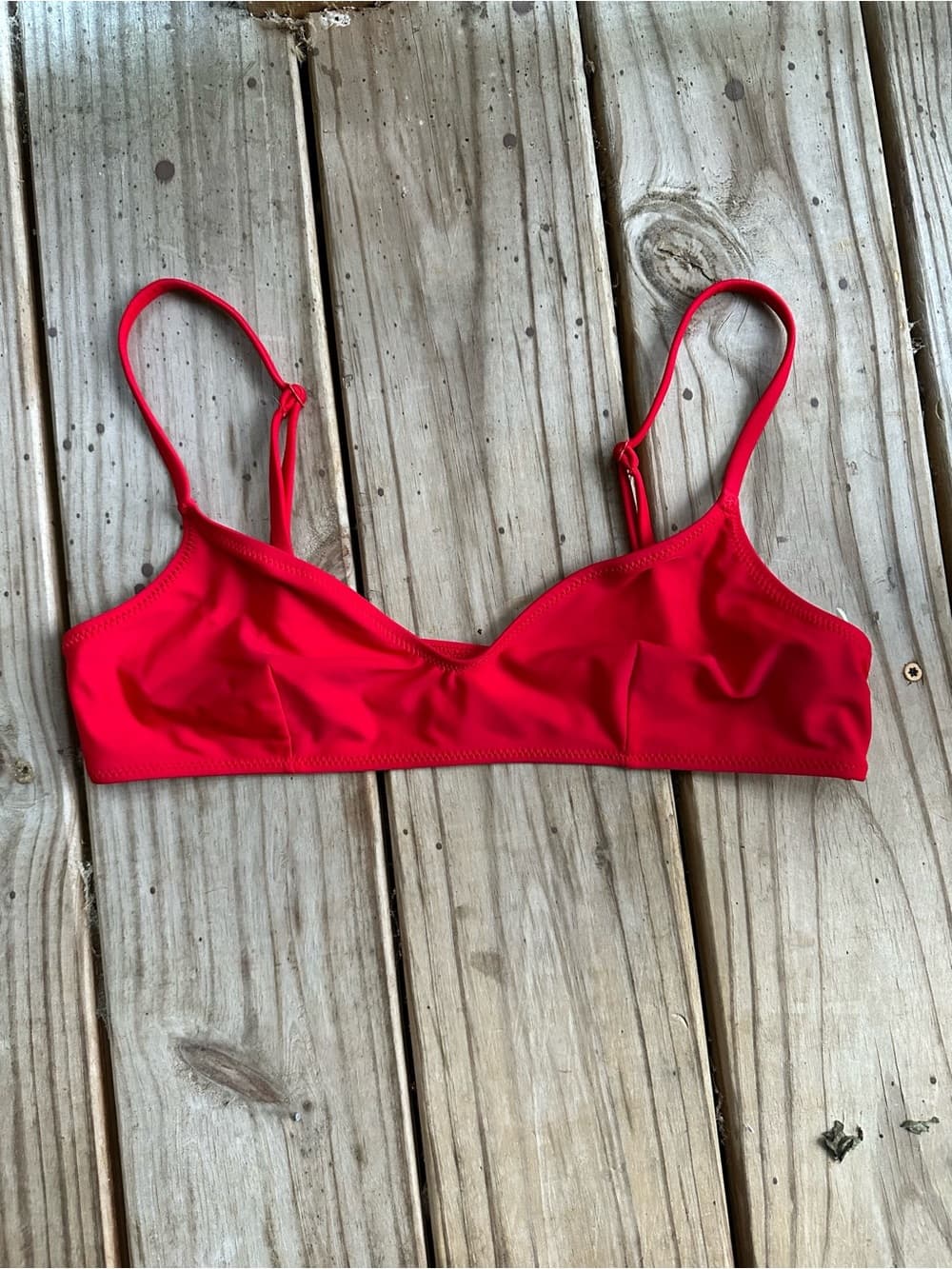 Solid and Striped bikini top red large