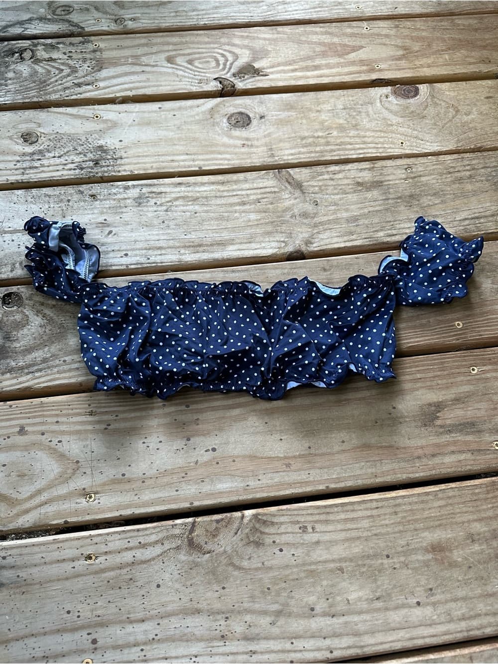 LA Hearts off shoulder polka dot bikini top