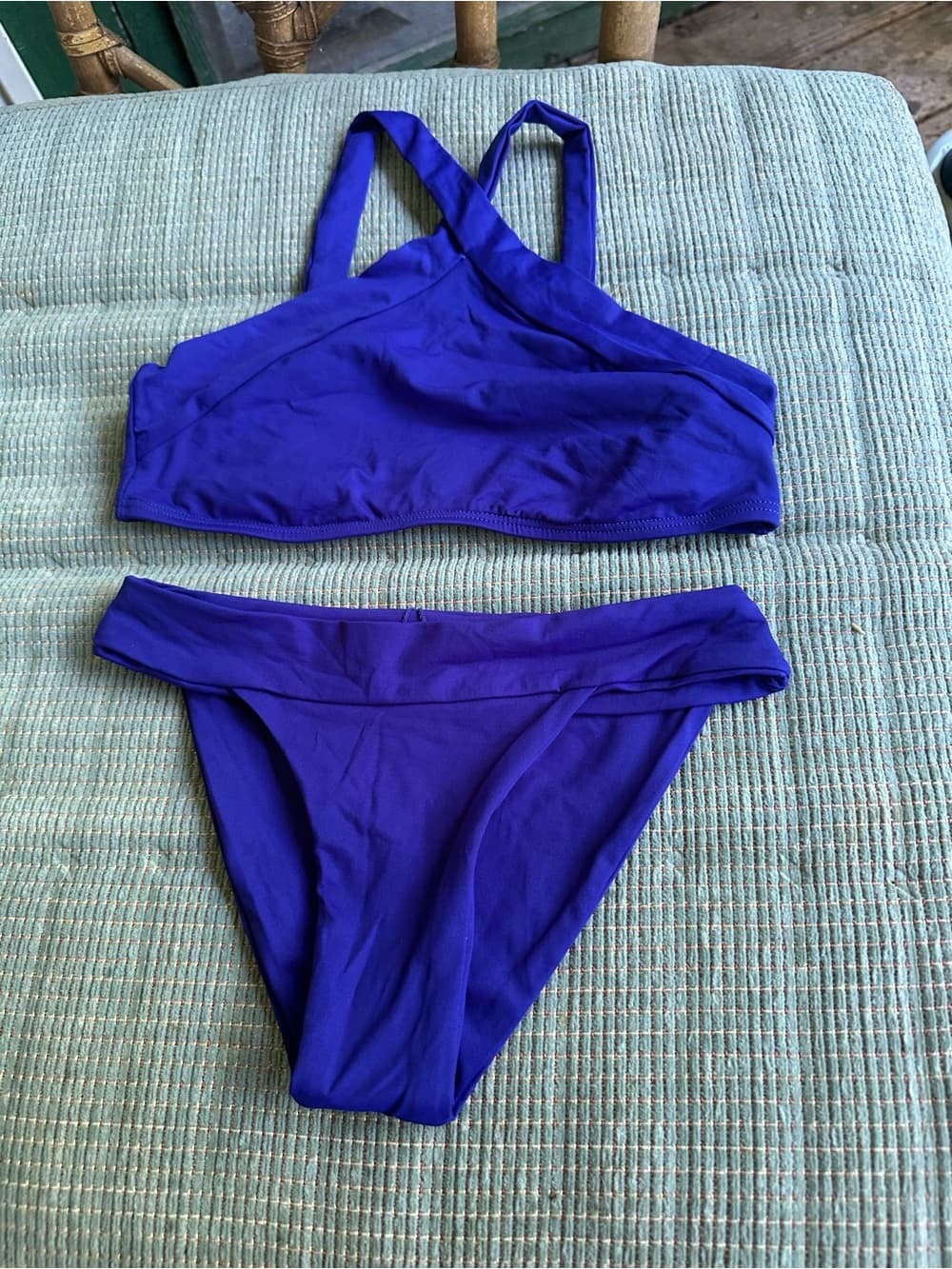 NWOT L*Space high neck bikini set royal blue extra small