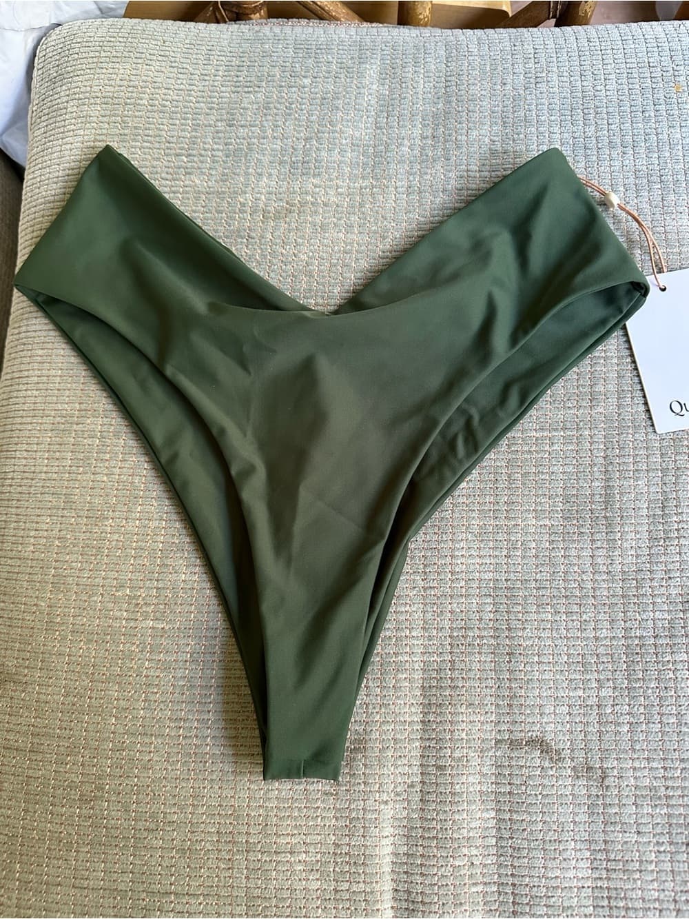 NWT Quince Italian high leg bikini bottoms palm