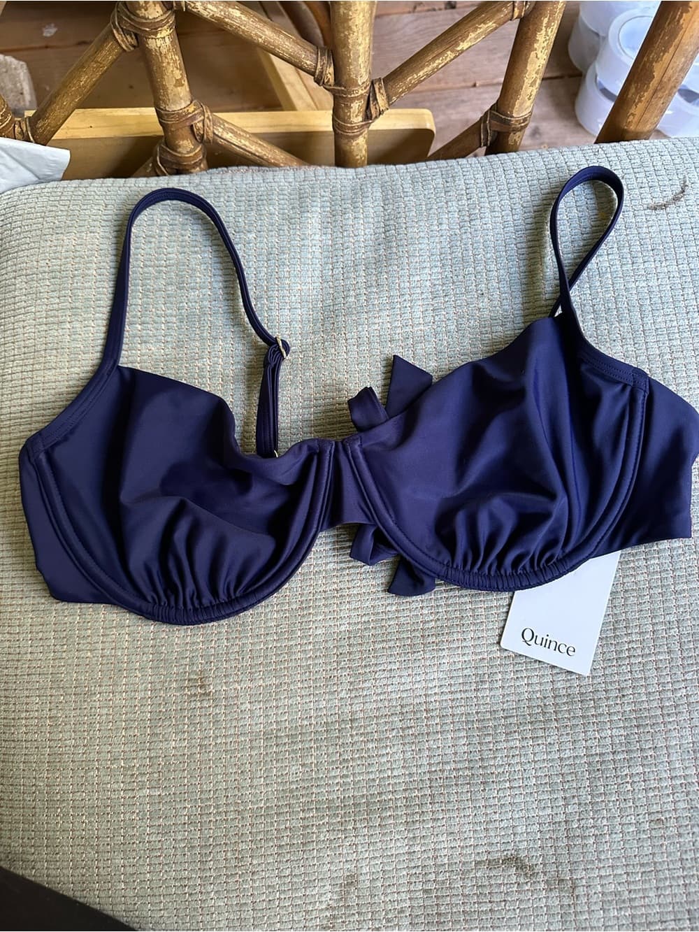 NWT Quince demi bikini top navy