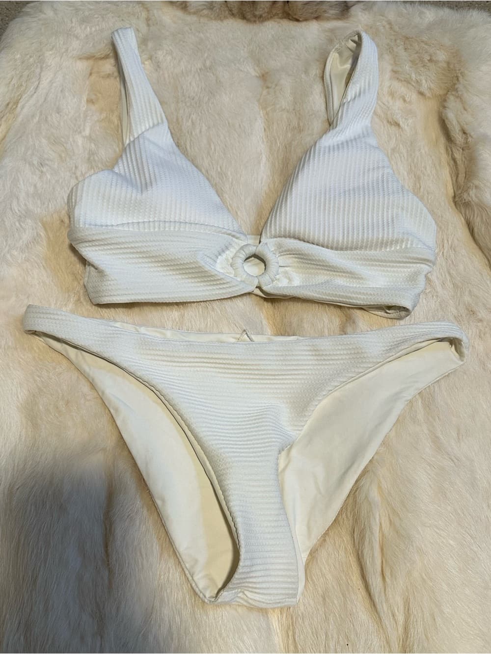 NWOT L*Space Fisher ribbed bikini set white