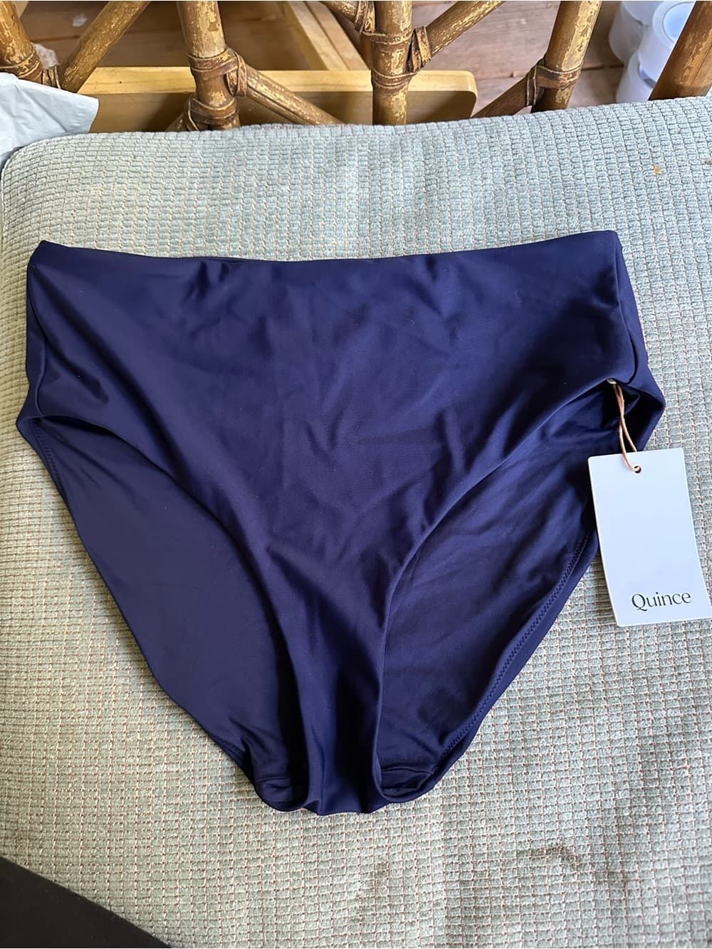 NWT Quince high rise bikini bottoms navy