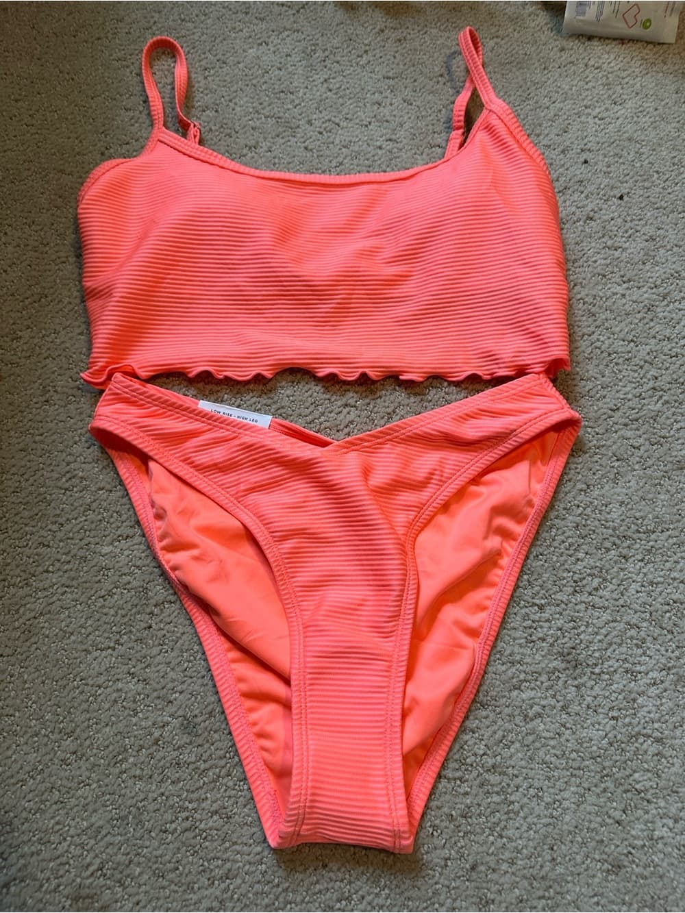 NWT Aeropostale ribbed bikini set coral