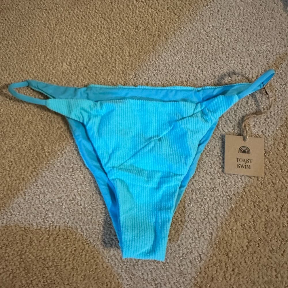 NWT Toast x Free People signature stitch bikini bottoms turquoise large