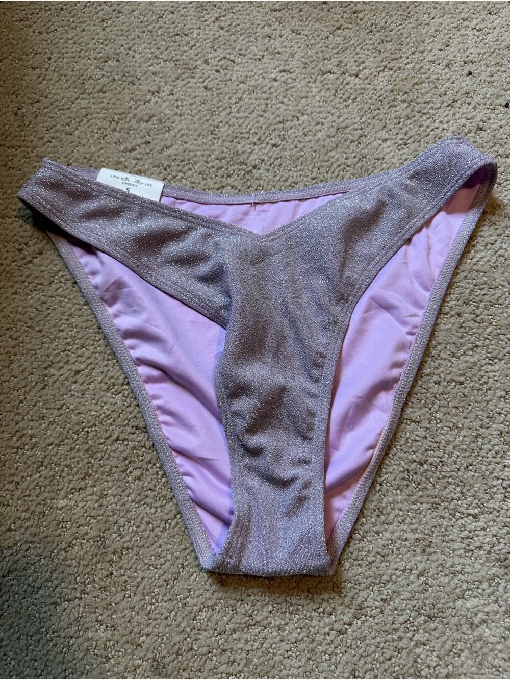 NWT Aeropostale shimmer bikini high leg cheeky bottoms purple small