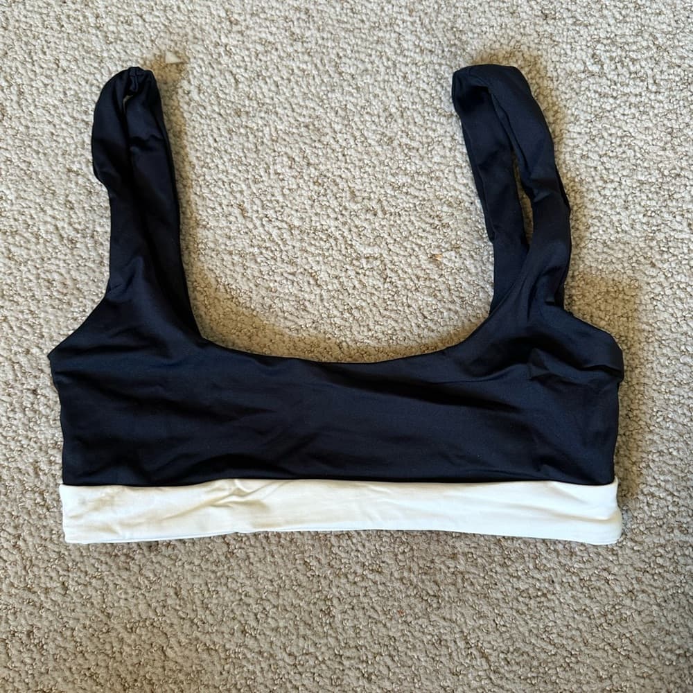 NWOT L*Space Miller colorblock bikini top black cream