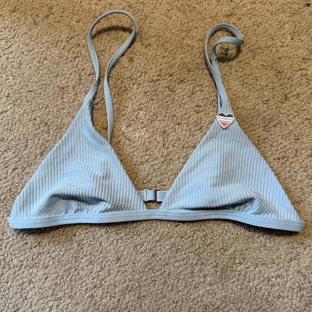 Spiritual Gangster ribbed bikini top light blue
