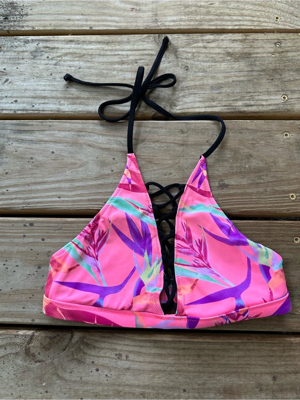PINK Victoria’s Secret caged bikini top pink floral