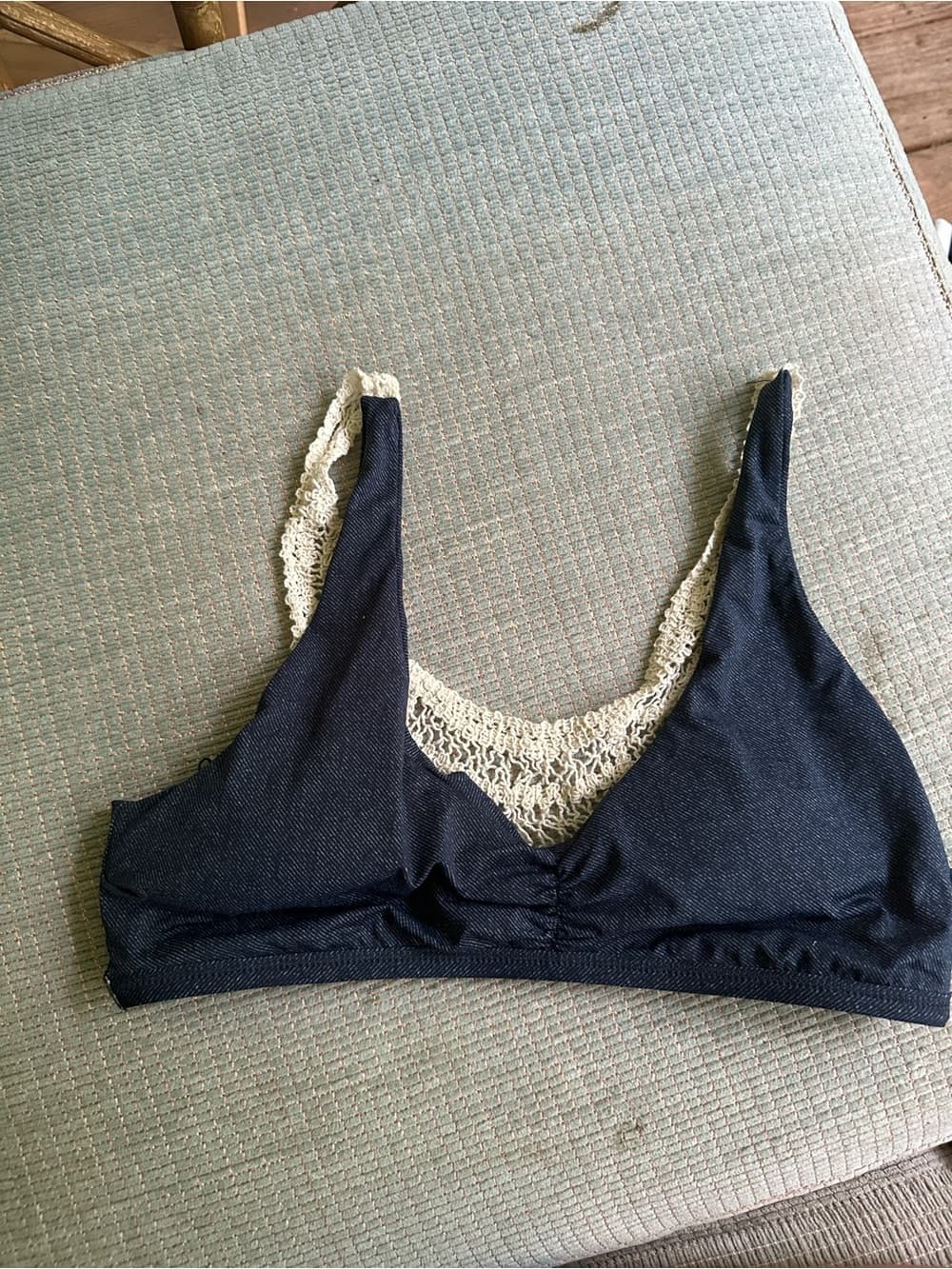 NWOT L*Space crochet back bikini top large