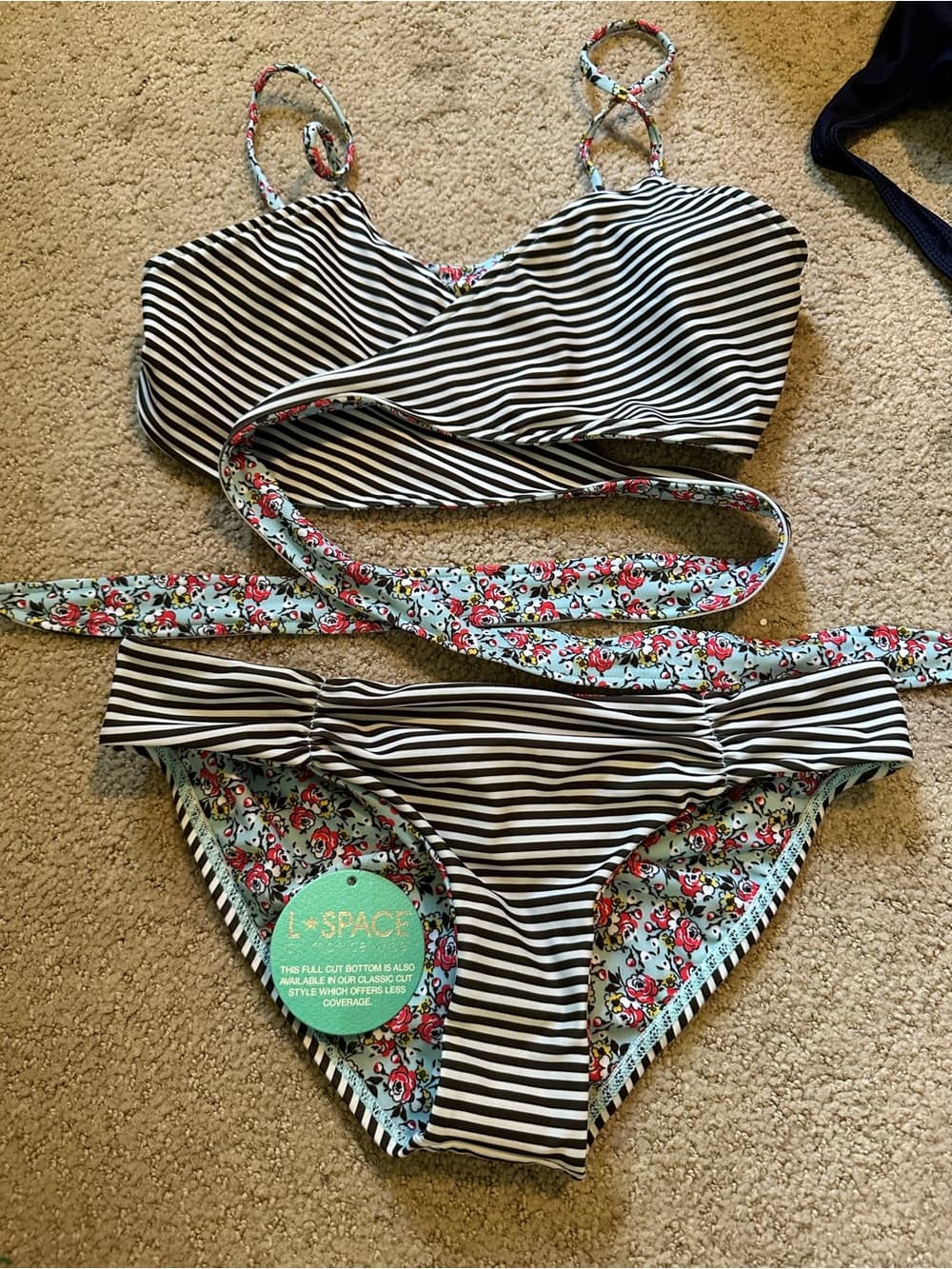 NWT L*Space Chloe striped floral bikini set.
