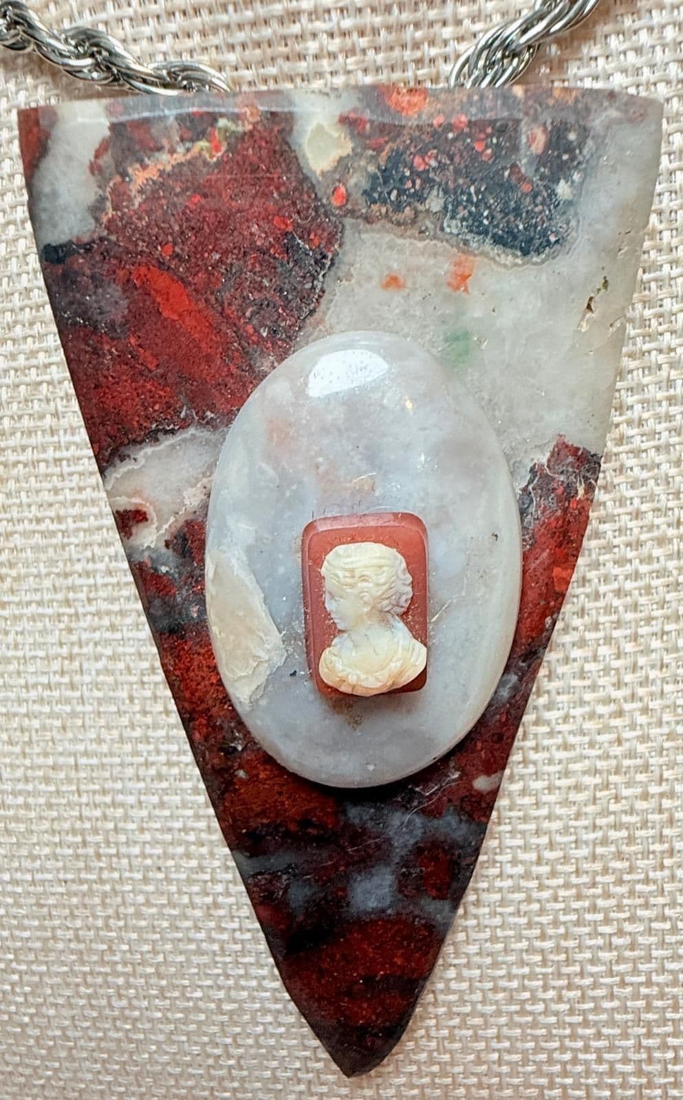 2N. Antique & Vintage Cameo & Natural Stone Statement Necklace