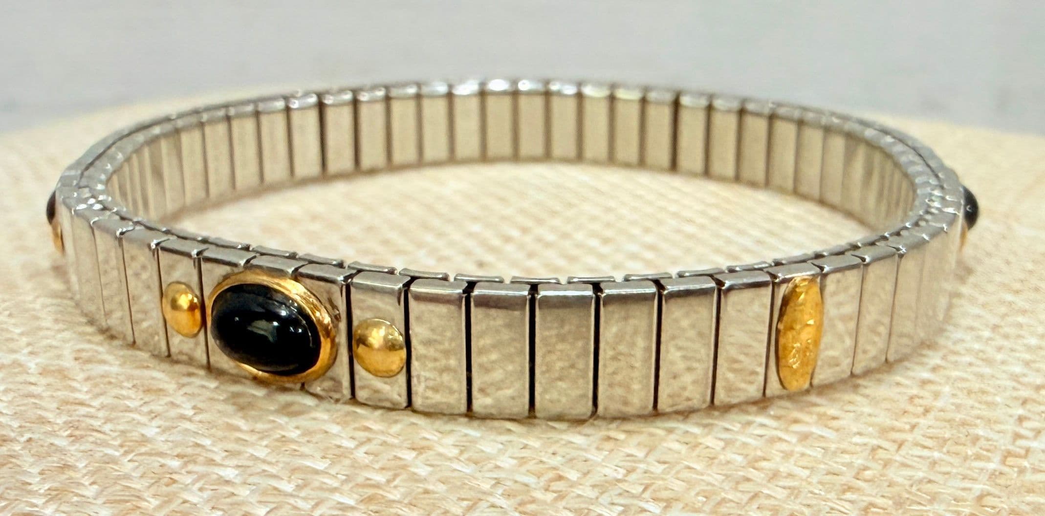 2C. Zoppini Stainless Steel 750/18K Gold Black Onyx Bracelet
