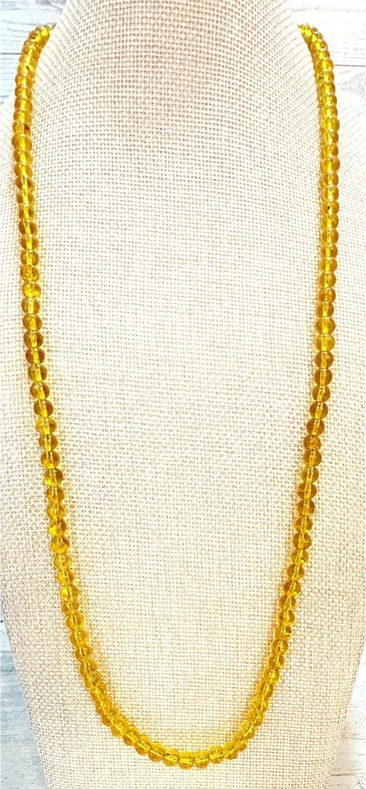 4M. 1920s Yellow Vaseline Uranium Glass Bead Necklace