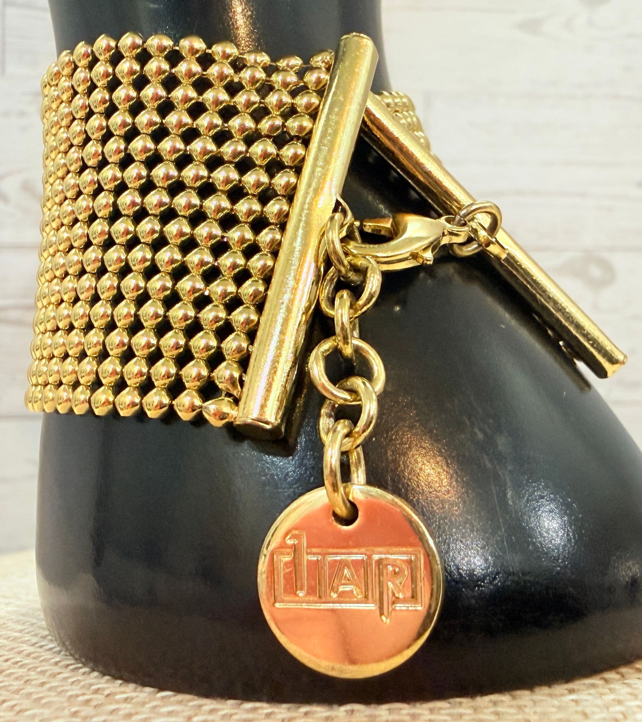 2F. 1980s 1AR by UnoAerre Gold-Tone Chainmail Bracelet
