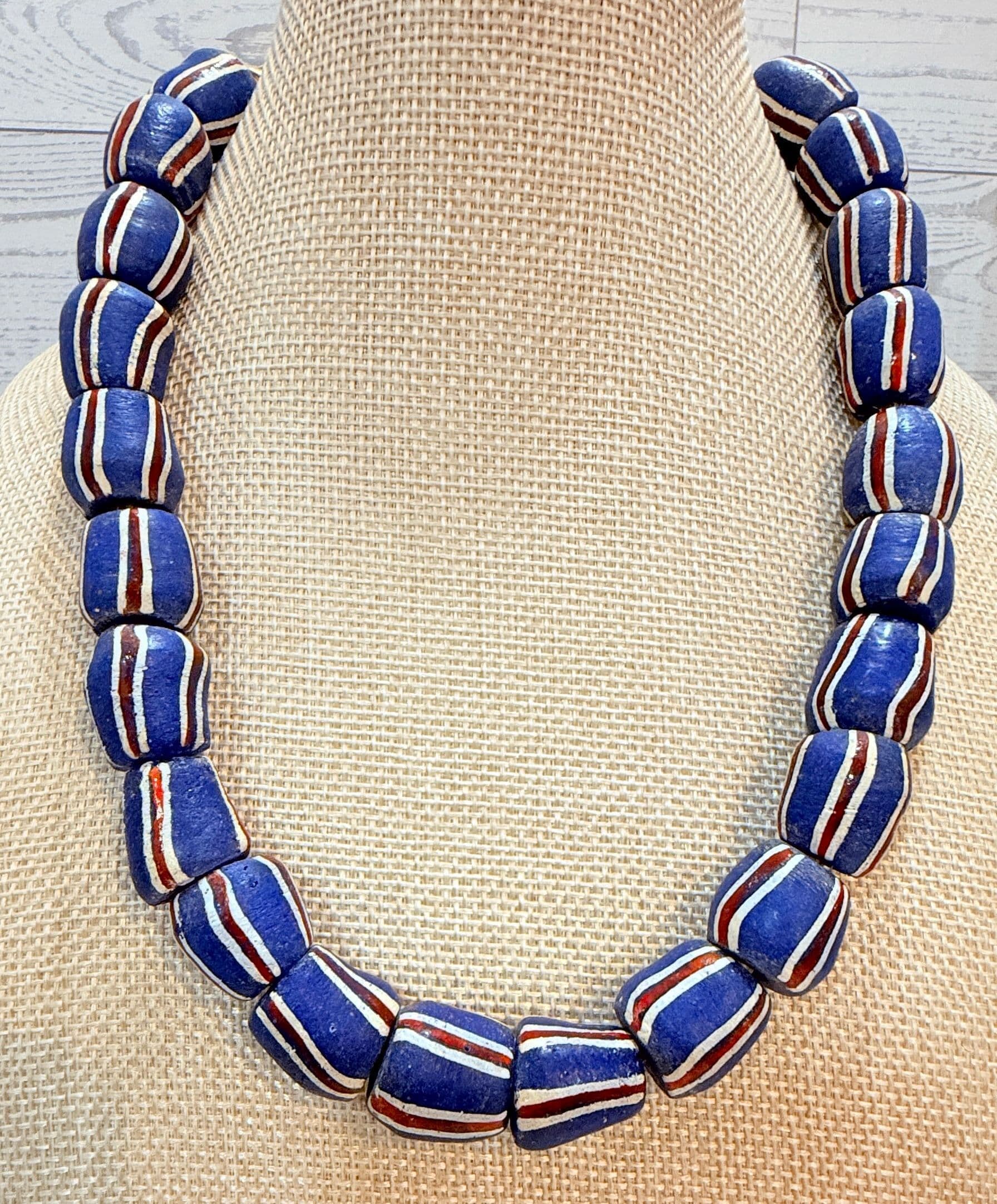 6D. Early 1800s African Trade Beads Necklace